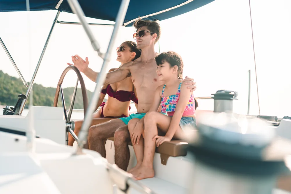 Family enjoying a day aboard in Miami